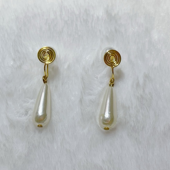 Faux Pearl Drop Clip On Earrings - Picture 6 of 7